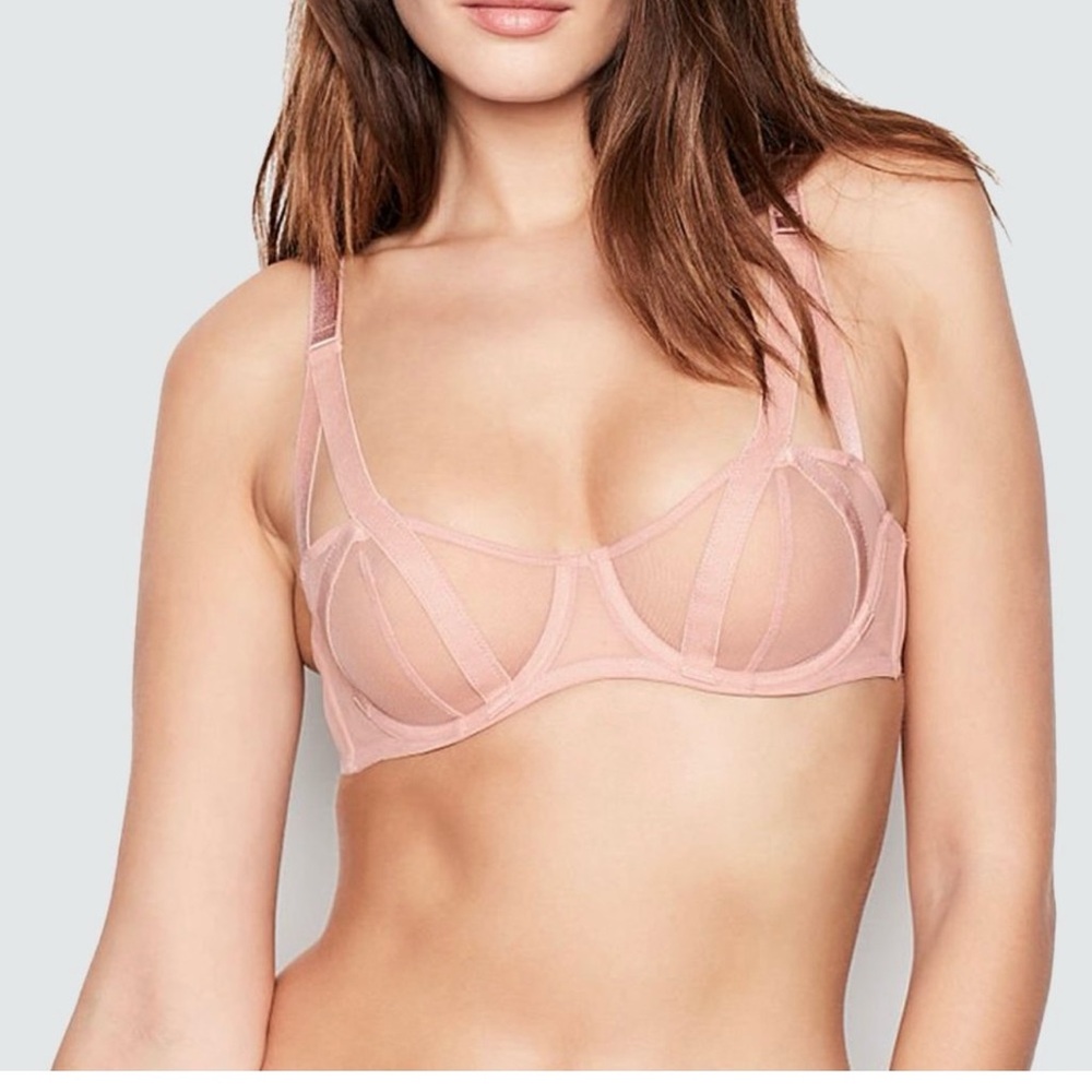 Victoria’s Secret Very Sexy Unlined Mesh Balconette Bra - soft pink 32B